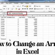 How to change an array in excel